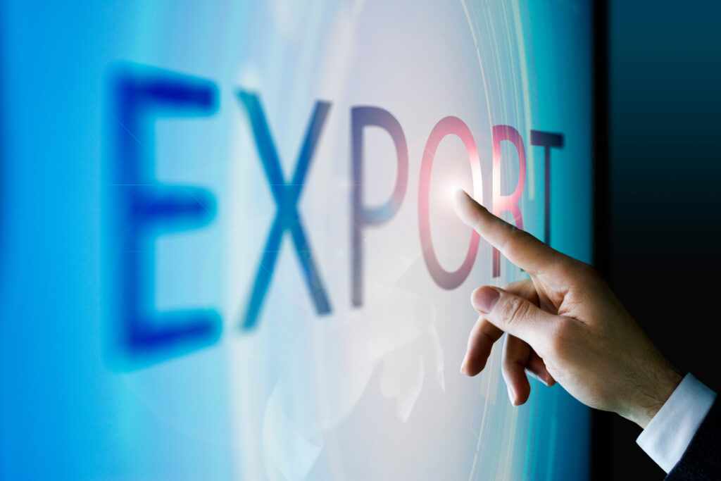 businessman touching the screen about export